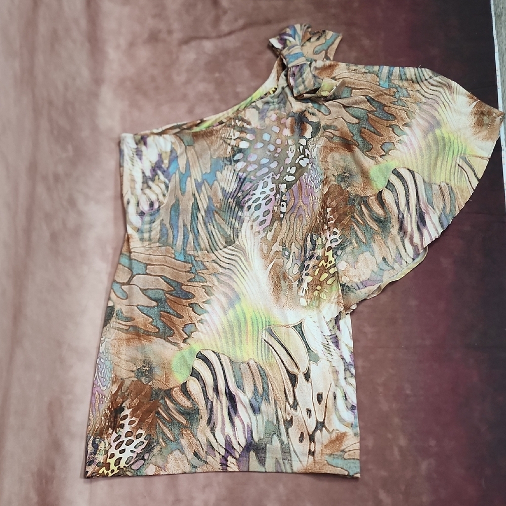 Cache One-Shoulder Multicolor Dress